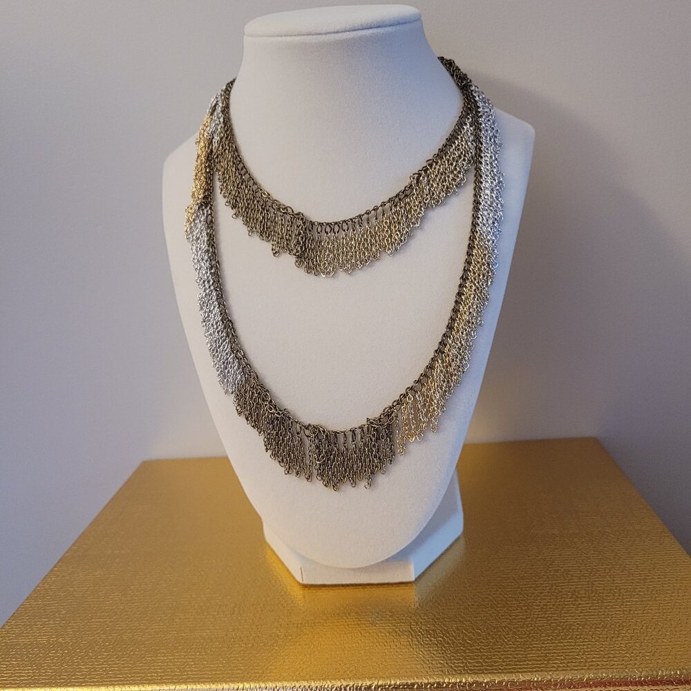 Gold, Silver and Bronze Tone Necklace - Picture 2 of 5
